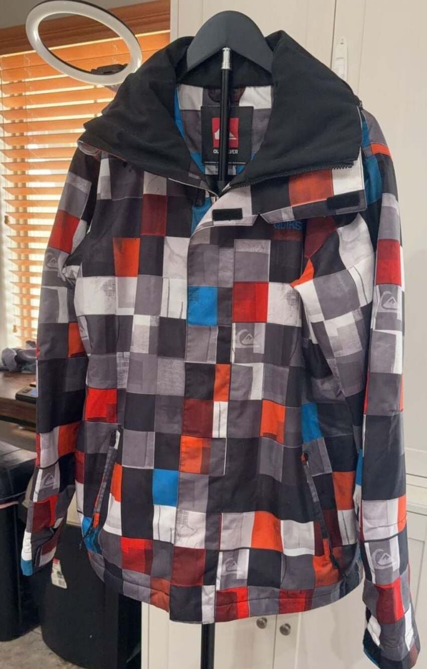 Quiksilver Snowboard Ski Jacket Size XS Multi-Color Block Print